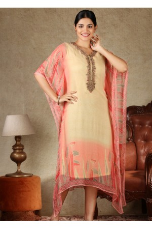 Pink Georgette Chiffon Kaftan Kurti 